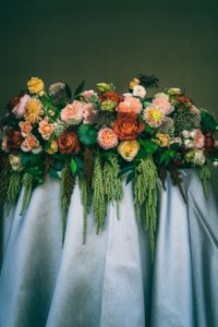 Wedding Centerpiece Shades of Pink, Orange, Yellow, and Green