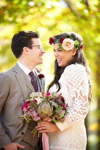 Bride Groom Picture with Rich Color Flowers