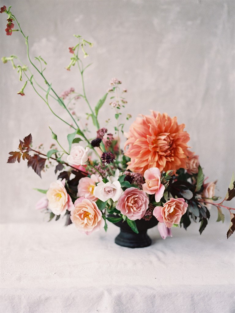 Peach and Pink Centerpiece Photography