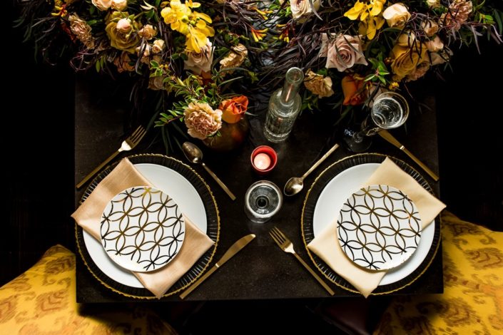 metal and gold wedding inspiration tables cape