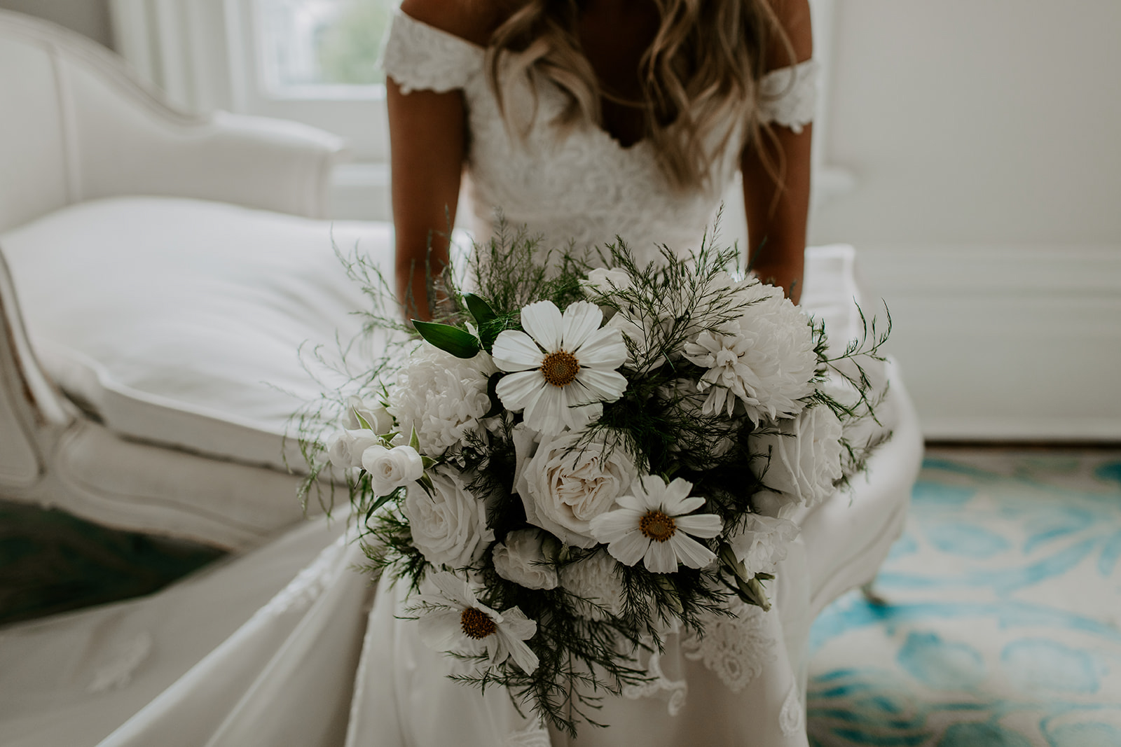 White blooms in a bridal bouquet designed by durham florist poppy belle floral design